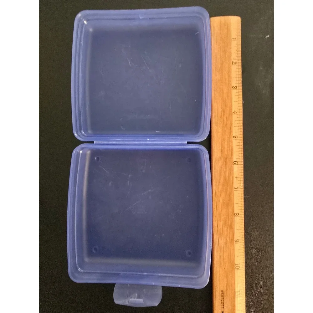 Tupperware Sandwich Keeper Set of 3 Vintage Blue & Pink Hinged Food Containers